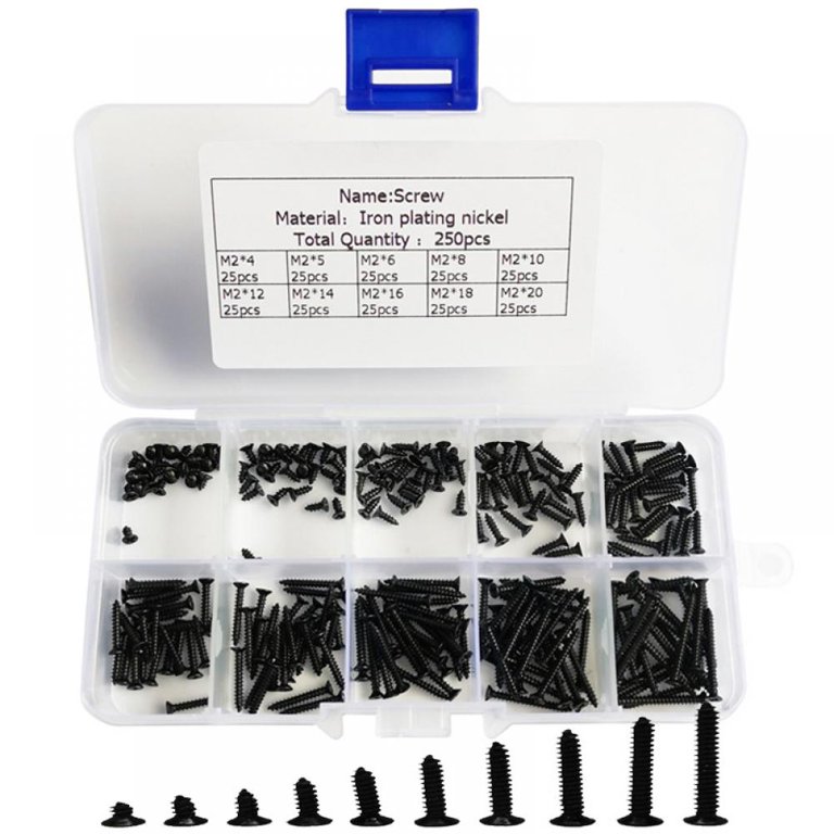 HanTof 750Pcs Small/Micro/Tiny/Mini Self-Tapping Screws,M1.7 M2 M2.3 M2.6  M3 Phillips Pan Head Screws for Laptop Computer Repair,Cross Recessed Wood