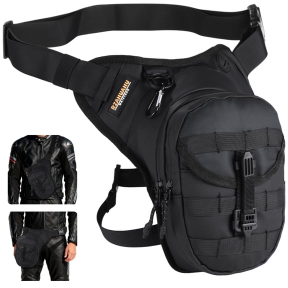 Motorcycle Thigh Pack, Drop Leg Pouch with Quick Buckle, Adjustable Straps, Lightweight Fanny Pack for Outdoor Pursuits, Hiking, Riding, 11.42 x 7.87 in