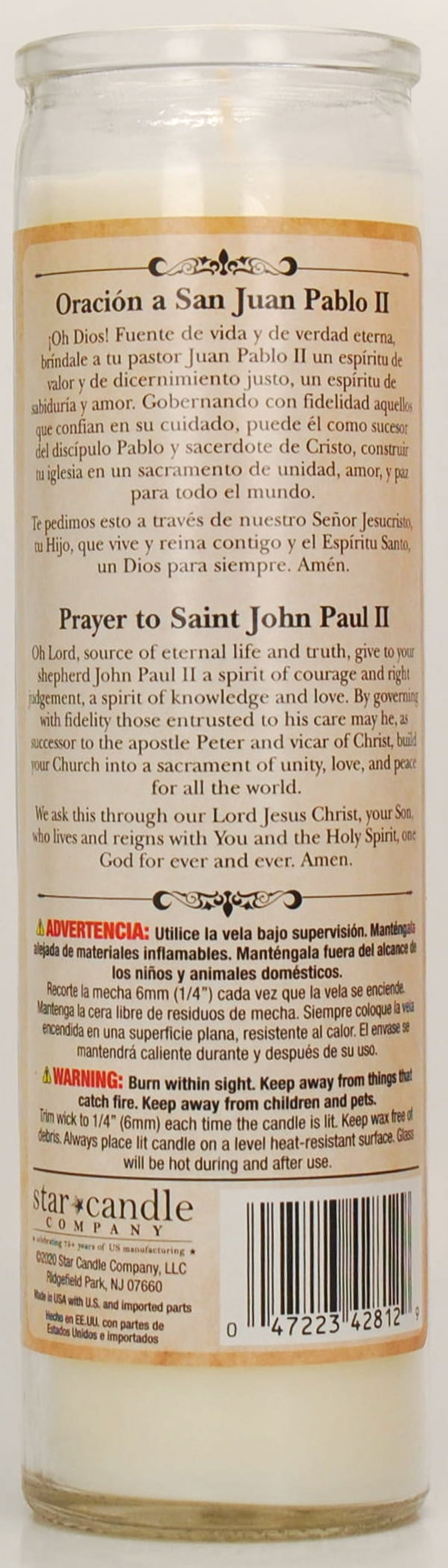 (4 pack) Prayer Candle John Paul II White Wax, 8 Inch