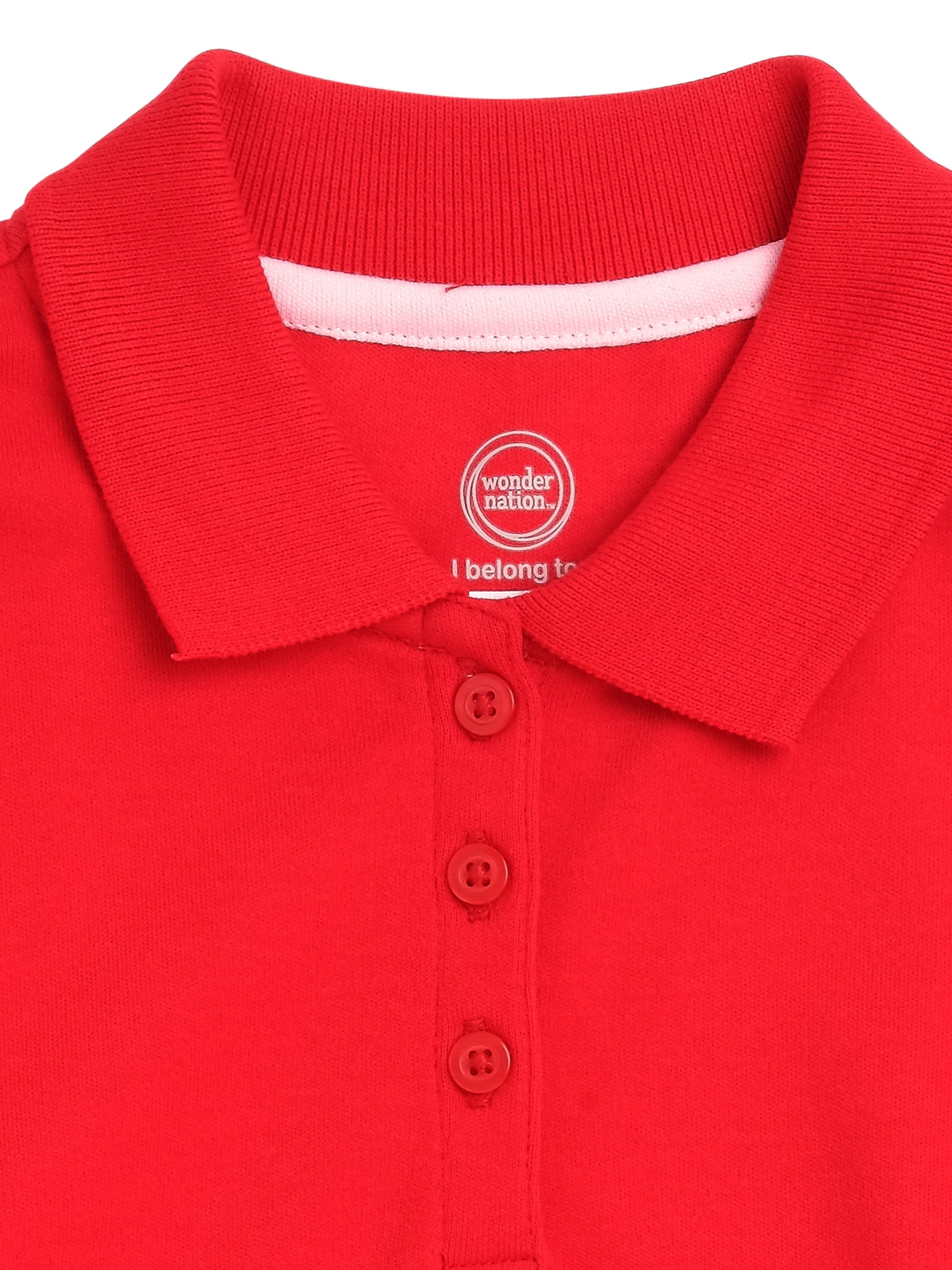 Wonder Nation Girls School Uniform Long Sleeve Interlock Polo Shirt, 2-Pack, Sizes 4-18 & 10-16 Plus