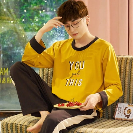 

CoCopeaunt Home Wear Mens Pajamas Set Autumn Winter Soft Warm Cotton Men Pajamas Sets Long Sleeve Sleepwear Set Leisure HomeWear Clothes