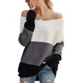 thumbnail image 1 of Pulls Femmes Robe Oversize Manches Longues Sexy hors Épaule Couleur Bloc Pull Pull Tops, 1 of 7