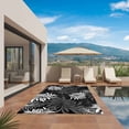 thumbnail image 3 of Black Grey Flowers Outdoor Rug for Patio/Deck/Porch, Non-Slip Large Area Rug 3 x 5 Ft, Modern Abstract Blooms Floral Indoor Outdoor Rugs Washable Area Rugs, Reversible Camping Rug Carpet Runner, 3 of 8