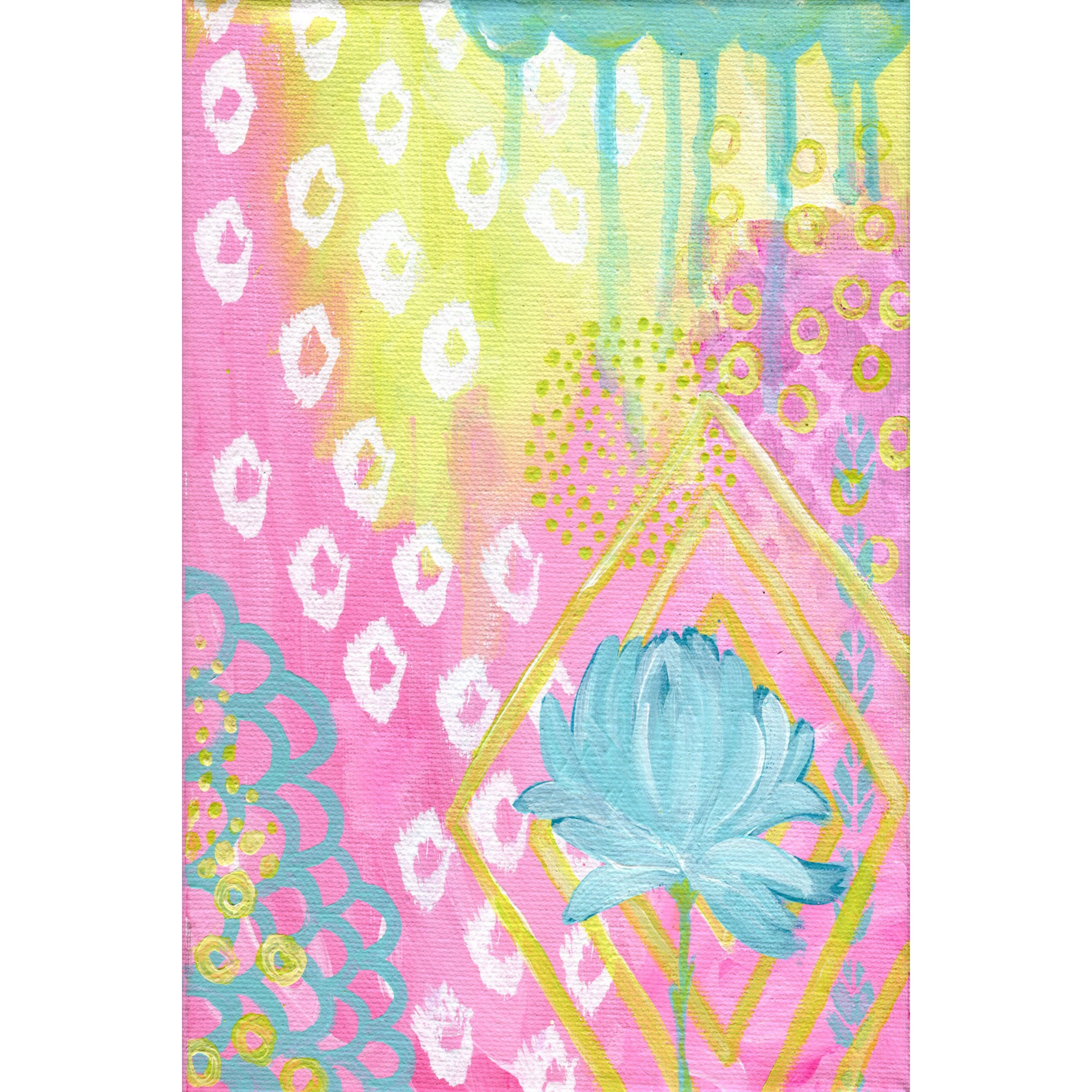 Marmont Hill "Blue Flower" by Jill Lambert Painting Print on Wrapped Canvas