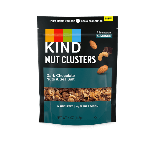 KIND Nut Clusters, Dark Chocolate Nuts & Sea Salt, Gluten free, 4 oz