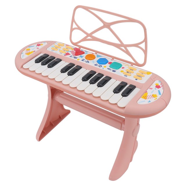 Children Electronic Piano, Kids Keyboard Piano Burrs Free Interesting Adjustable Volume Detachable Stand 24 Keys For Home