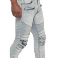 thumbnail image 5 of Victorious Men's Artisanal Crease Moto Biker Jeans - Cloud Blue - 34/30, 5 of 6