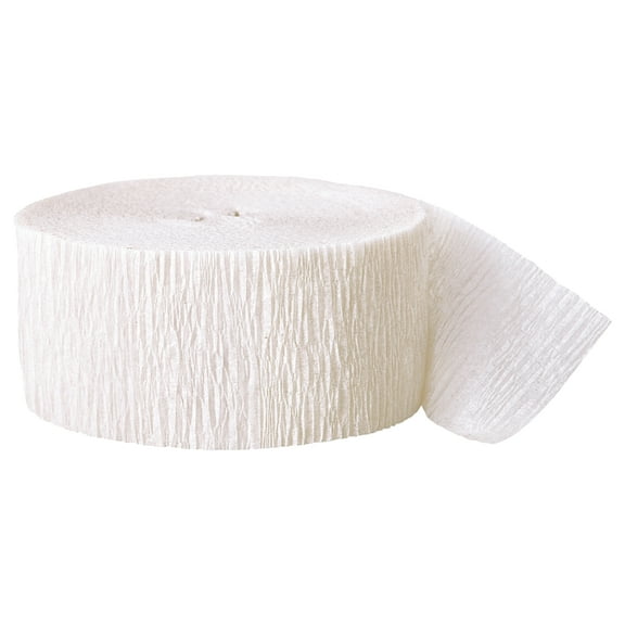 White Crepe Paper Streamer, 81ft, 1ct