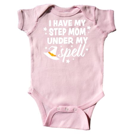 

Inktastic I Have My Step Mom Under My Spell with Cute Witch Hat Gift Baby Boy or Baby Girl Bodysuit
