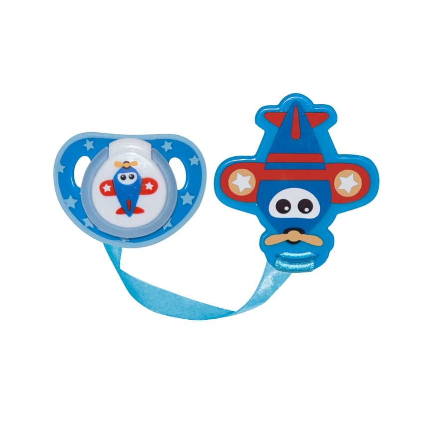 Lorelli Pacifier with Holder Baby Care  Pink Princess,Green Whale,Blue Plane Unisex
