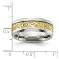 thumbnail image 2 of Stainless Steel Polished With Yellow Ip Plated Inlay Design 8mm Band Size 10.5 Ring for Women and Men, 2 of 2