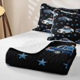 thumbnail image 4 of Erosebridal Watercolor Police Car Twin Quilt Set for Boys Men, Blue Cartoon Star Twin Coverlet Set, 2pcs, 4 of 7