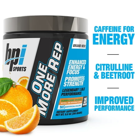 BPI Sports One More Rep Pre Workout Hurricane Orange, 25 Servings