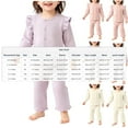 thumbnail image 4 of Loopsun Toddler Girls Long Sleeve Round Neck Shirts Ruffle Sleeve Cardigan and Pants Casual Outfit Pink, 3-4 Years, 4 of 5