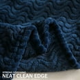 thumbnail image 6 of Exclusivo Mezcla Twin Size Jacquard Weave Wave Pattern Flannel Fleece Velvet Plush Bed Blanket as Bedspread/Coverlet/Bed Cover (90" x 66", Navy Blue), 6 of 7