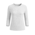 thumbnail image 5 of Noric Women's 3/4 Length Sleeve Tops Crew Neck Ribbed Knit Pullover Casual Loose Fit Lightweight Blouse, 5 of 7