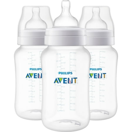 Philips AVENT Anti-colic Baby Bottle, 11oz, 3 pack, Clear, SCF406/34