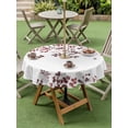 thumbnail image 4 of Outdoor Tablecloth with Umbrella Hole for Patio/Picnic/Party/Camping, Leaves Waterproof Table Cloth Round Cover Washable, Pink Brown Summer Botanical (Dia 54"), 4 of 8