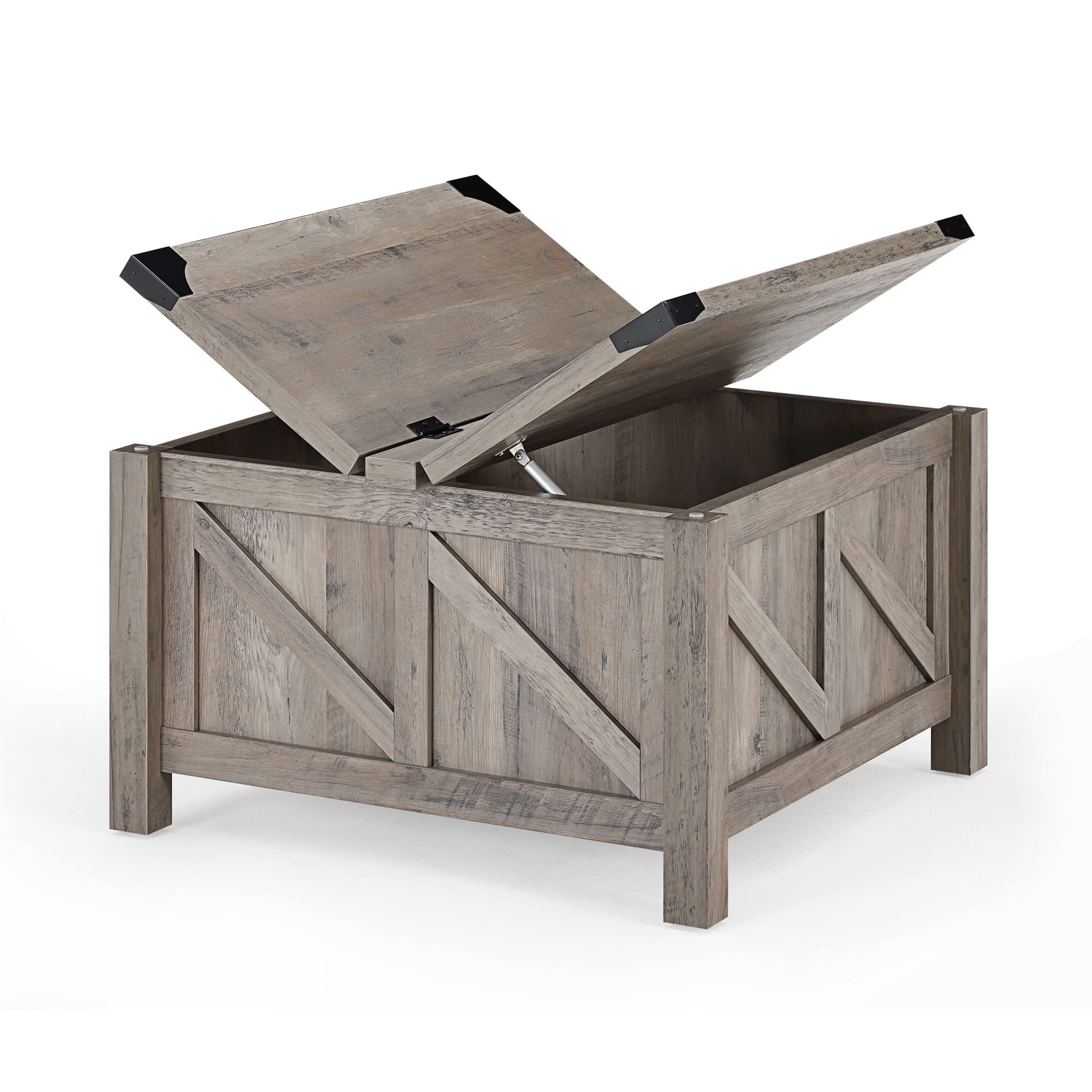 Square Coffee Table with Lift Top and Storage for Living Room, 30"x 30", Wash Grey
