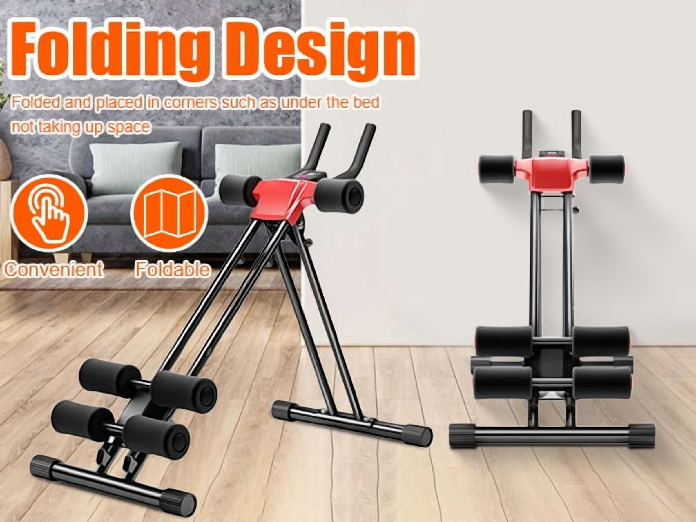 Korogimeeet 5-Level Abdominal Roller Machine, Dual-Track Frame with LCD Monitor, Full Body Workout up to 80% Muscles, 150kg Capacity, for Home Gym Use, 36-54 x 16 x 33 Inch
