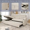 thumbnail image 3 of L-Shaped Sectional Sofa Couch, 83.5" Convertible Sleeper Sofa Bed with Side Storage Pockets and Cup Holder, Pull Out Sofa Bed for Living Room Small Spaces, Beige, 3 of 7