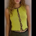 thumbnail image 4 of Suéter Sin Mangas para Mujer, Camiseta Sin Mangas con Botones, Cárdigan Corto de Punto para y Verano 2025 Amarillo S, 4 of 10