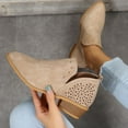 thumbnail image 6 of Women's Ankle Boots Fashion Solid Color Lace Up Studded Low Heel Ankle Boots for Casual Outings and, 6 of 9