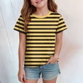 thumbnail image 2 of Rotm Boys Striped Short Sleeve T Shirts Unisex Soft Kids Crewneck Cotton Tshirts Short Sleeve Solid Girls Tee Shirts Yellow,4-5 Years, 2 of 4