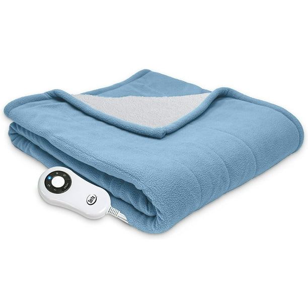 Serta MicroFleece Sherpa Electric Heated Warming Throw Blanket