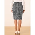 thumbnail image 3 of DARING DIVA Women's Tweed High Waist Plaid Pencil Skirts XS Black, 3 of 6