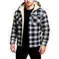 thumbnail image 6 of Men's Flannel Shirt Jacket Sherpa Lined Plaid Jackets Coat Full Zip Up Hoodie Winter Outwear Black L, 6 of 6