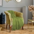 thumbnail image 3 of REGALWOVEN Cotton Knitt Throw Blanket Decorative Cable Knitted Blanket for Couch, Chair, Green 50" x 60", 3 of 7