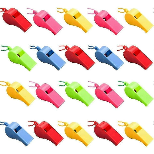 24/48 Pieces Neon Whistles with Lanyards Plastic Whistles Party Bag Fillers Referee Whistles for Raves Coaches Referees Parties Sports