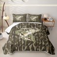thumbnail image 2 of Feelyou Largemouth Bass Fish Twin Quilt Set for Men, Farmhouse Wooden Camo Twin Coverlet Set, Brown Green, 2-Piece, 2 of 7