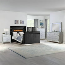 Lavish Modern Style 5 Pc King Bedroom Set Made with Wood in Black