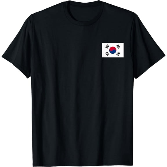 South Korea Flag Minimalist Graphic T-Shirt, Patriotic Korean Heritage Black Tee