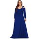 thumbnail image 4 of Vestido largo con abertura en el pliegue y manga larga con cuello en V y hombros descubiertos sexy de talla grande para mujer Fridja  NMB4542, 4 of 6