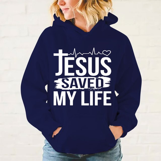 Sudadera con capucha con estampado de Jesús me salvó la vida para mujer y hombre, moda con personalidad, sudaderas informales de manga larga con capucha