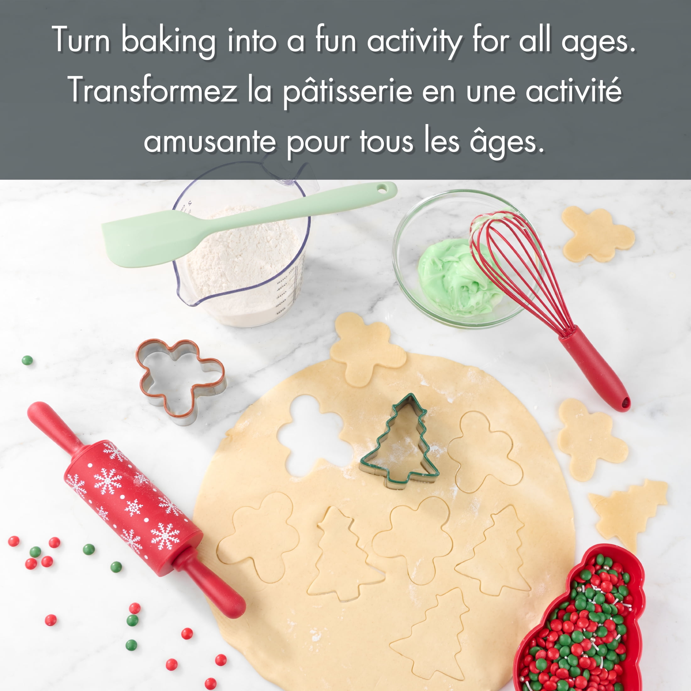 Ensemble d’outils à pâtisserie 5 pièces Holiday Time, Rouge, Blanc, Vert