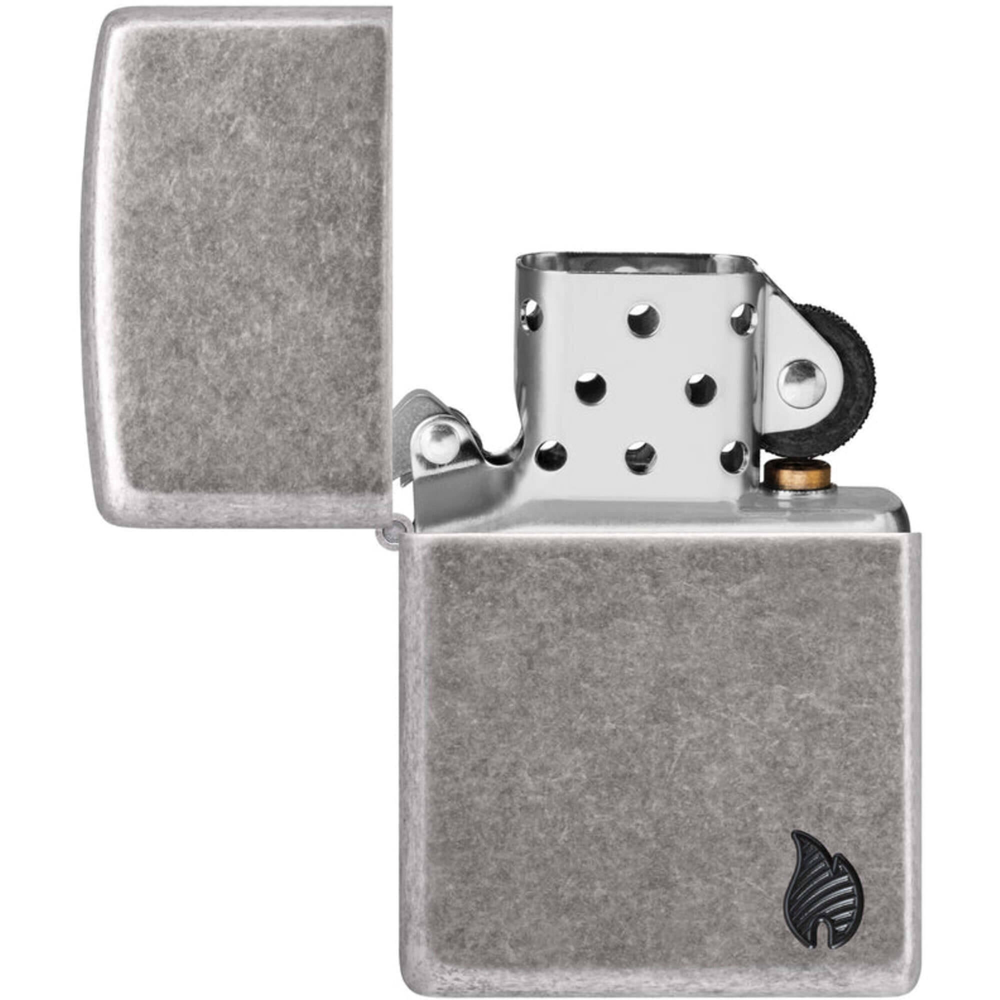 Zippo 46399 Armor Antique Silver Flame Design Pocket Lighter