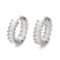 thumbnail image 2 of 2Pair Brass Micro Pave Cubic Zirconia Huggie Hoop Earrings Long-Lasting Plated Ring Clear Real Platinum Plated 22x6mm Pin: 0.9mm, 2 of 5