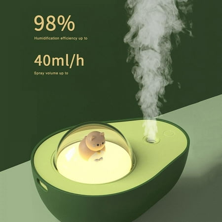 

Humidifiers w/ Night Light USB Avocado Humidifier Cute Cat Night Light for Bedroom Kids Silent Vaporizer for Baby Nursery 7.1oz