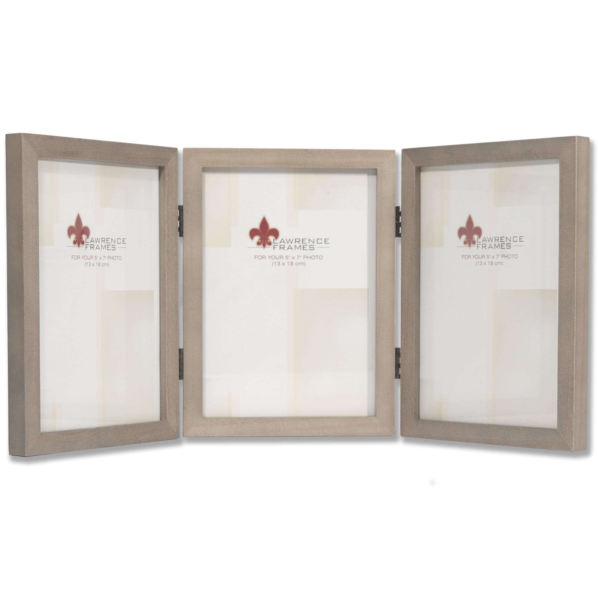 5x7 Hinged Triple Gray Wood Picture Frame Gallery Collection