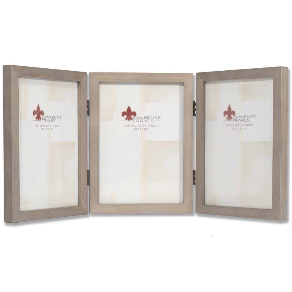5x7 Hinged Triple Gray Wood Picture Frame Gallery Collection