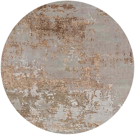 Ahgly Company Machine Washable Indoor Round Industrial Modern Dark Almond Brown Area Rugs, 5' Round