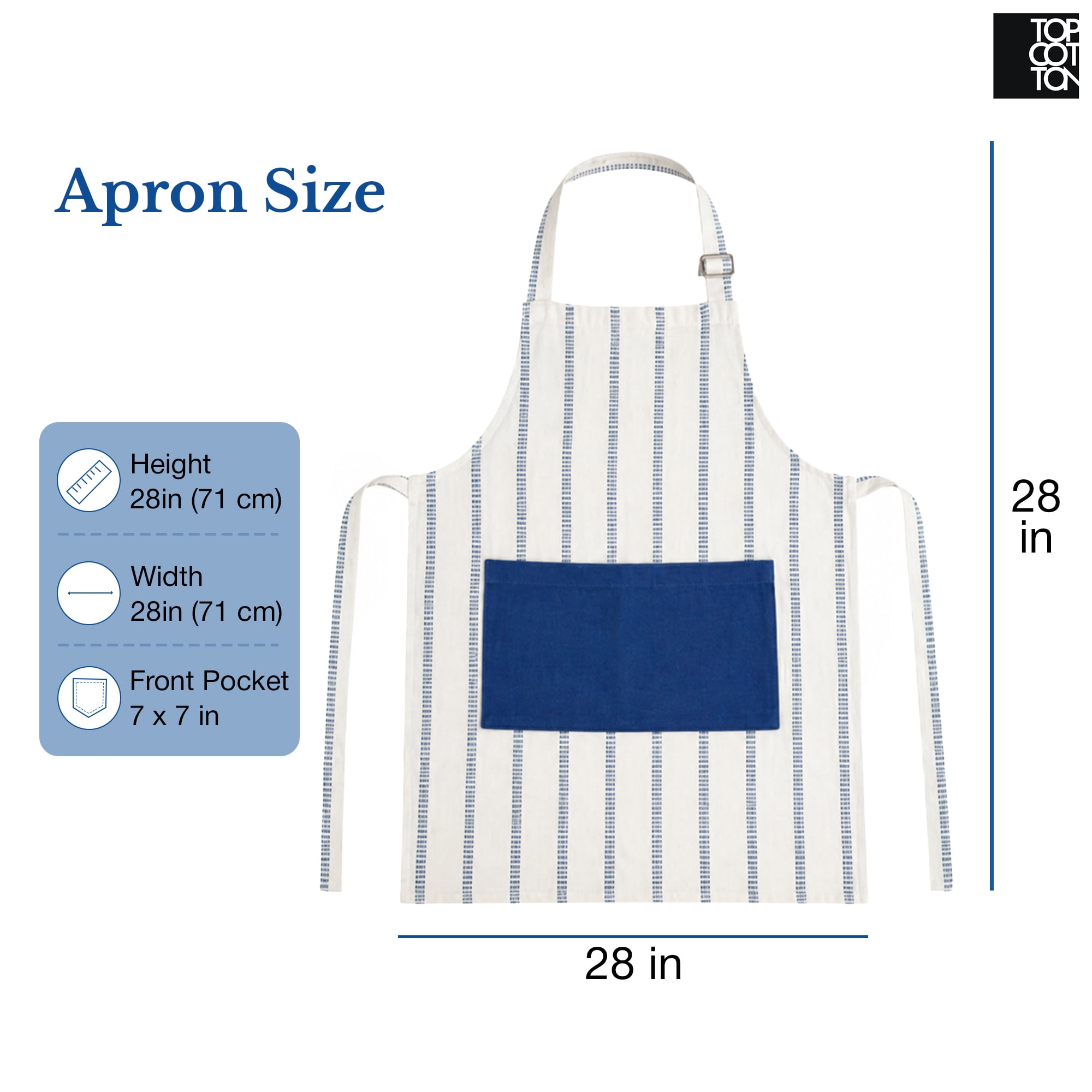 Top Cotton 20 Piece Kitchen Linen Set, Cotton Kitchen Towels, Dishcloths, Apron, Oven Mitts and Pot Holders (Royal Blue)