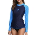 thumbnail image 4 of Attraco Women's Long Sleeve Rash Guard Color Block Swimwear UPF 50+ Running Swimming Shirt, 4 of 5