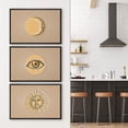 thumbnail image 4 of IDEA4WALL Framed Canvas Print Wall Art Set of 3 Sun, Eye and Crescent Moon with Radiant Lines Modern Art Wall Decor Abstract Geometric Prints Contemporary Minimal Artwork - 24"x36"x3 Black, 4 of 5