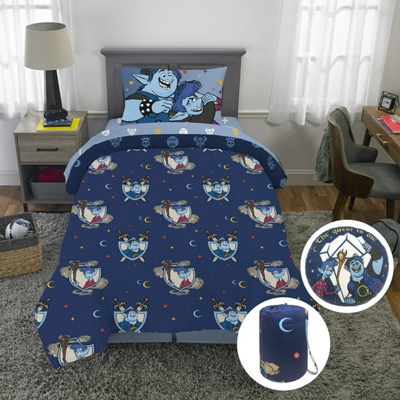 Disney Pixar's Onward 6 Piece Twin Bed In A Bag with Bonus Tote and Decorative Pillow
