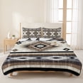 thumbnail image 3 of Full Quilt Set 78''x90'', Brown Boho Lightweight Bedspread Coverlet Set with 2 Pillow Shams, Southwestern Ethnic Aztec Retro Geometric Breathable All Season Quilt Bedding for Bedroom/Guest Room, 3 of 9